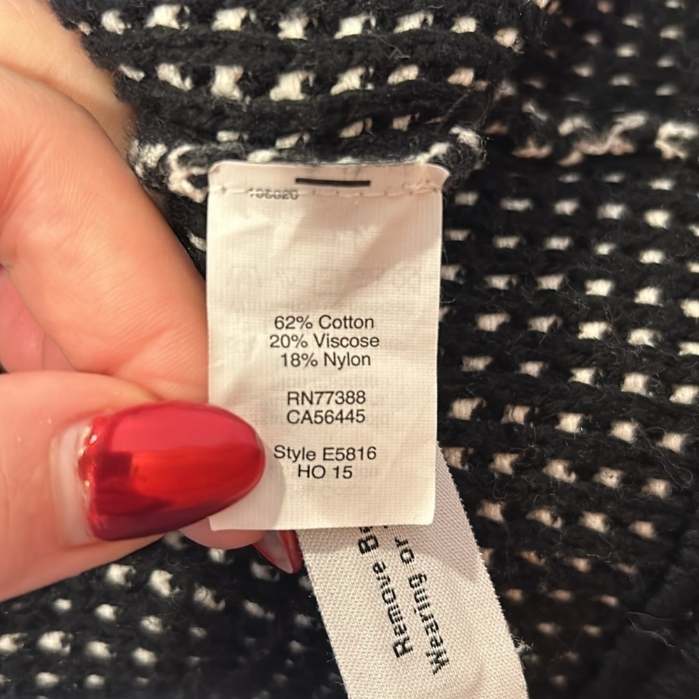 Madewell Black and White Knit Cocoon Open Front Cardigan Size XS - Picture 6 of 6